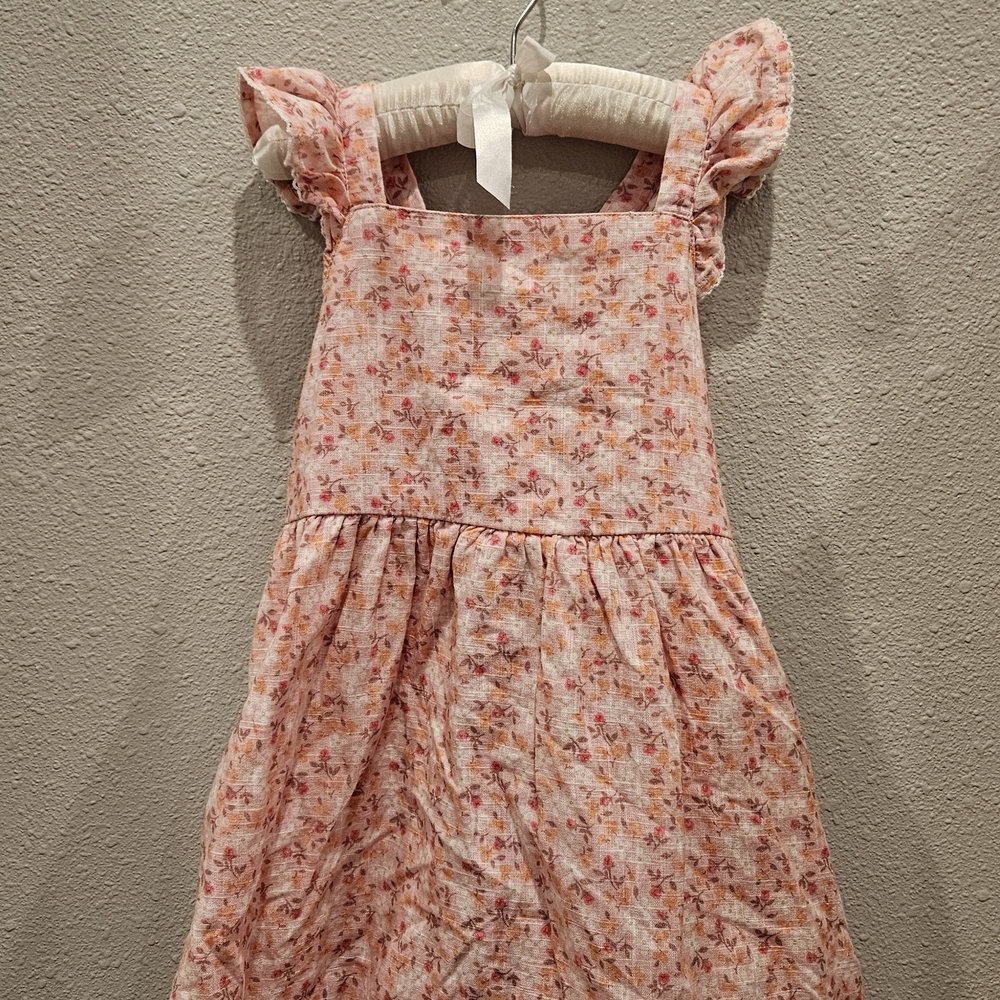 OBO Cat & Jack Pink and White Pleated Sundress with Puff Sleeves